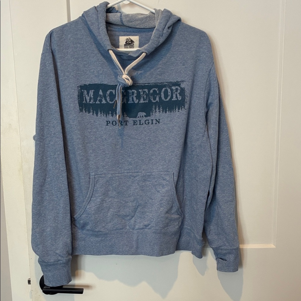 Women’s Oversized Blue Hoodie with Front Logo. B10